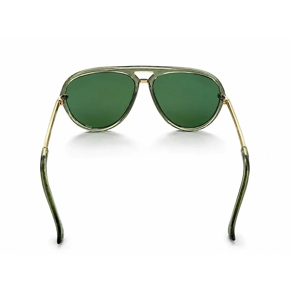 Women’s Vintage Style Green Aviator Sunglasses Gold Metal Frame Retro 70s UV400